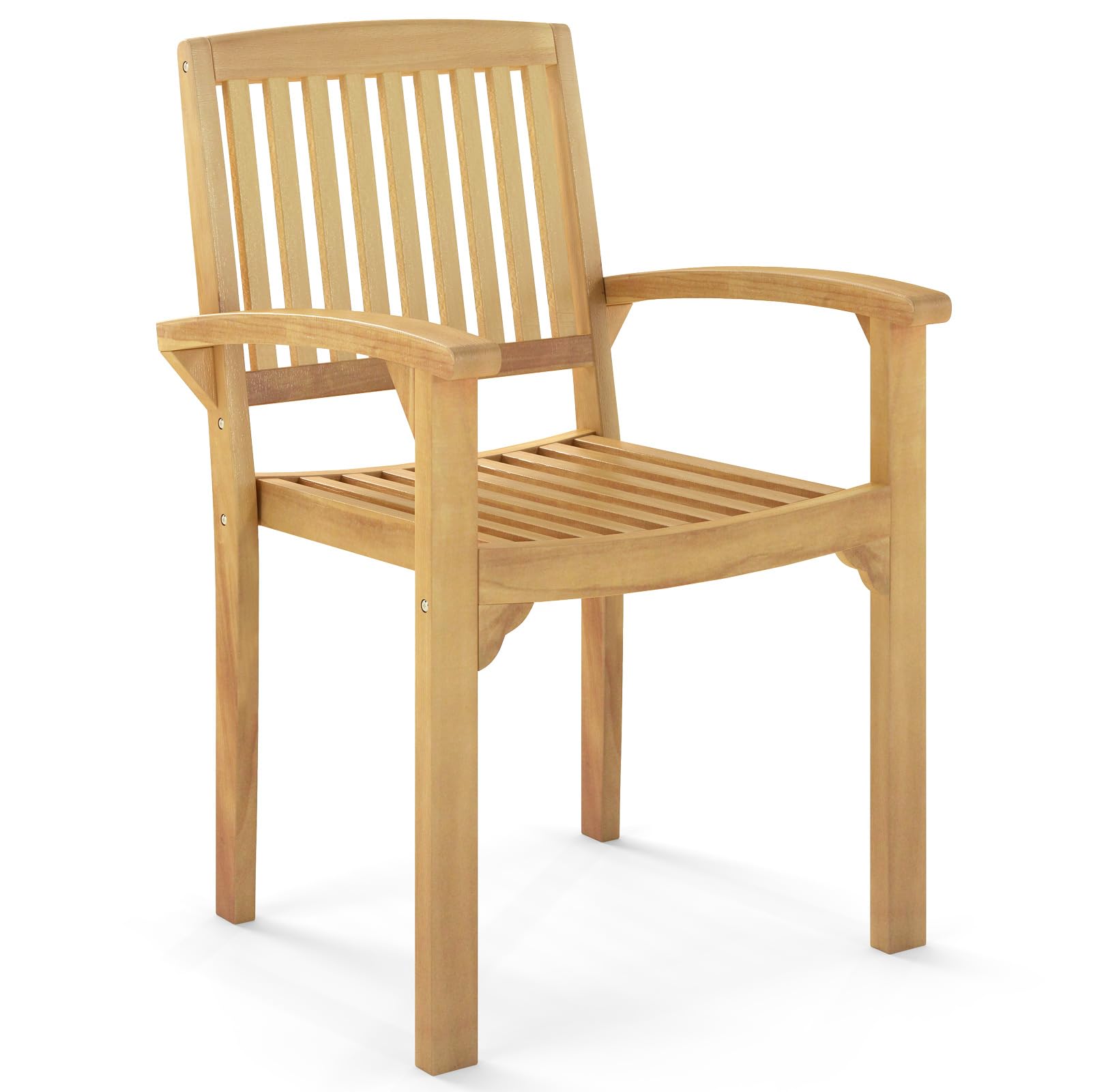 Chaise de salle à manger d'extérieur en bois de teck Tangkula, fauteuil en bois de teck